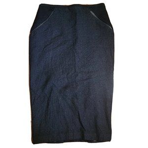 ELLIE TAHARI Solid All Black Gray Wool Blend Pencil Zip Up Skirt Womens Size 2